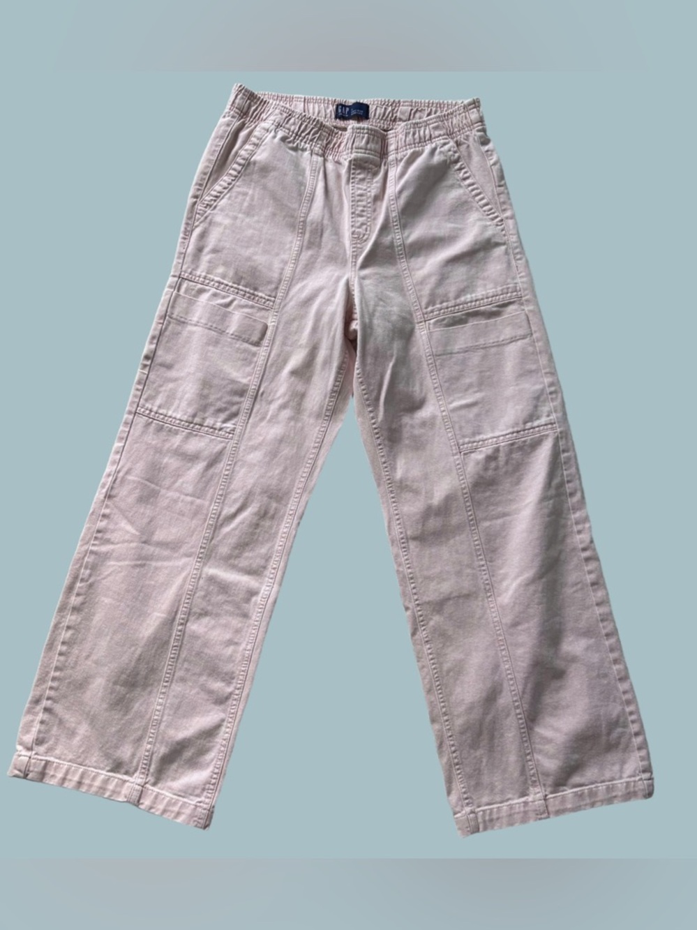 Gap Denim High Rise Wide Leg Jeans Cotton Rose Pull On Relaxed Cargo